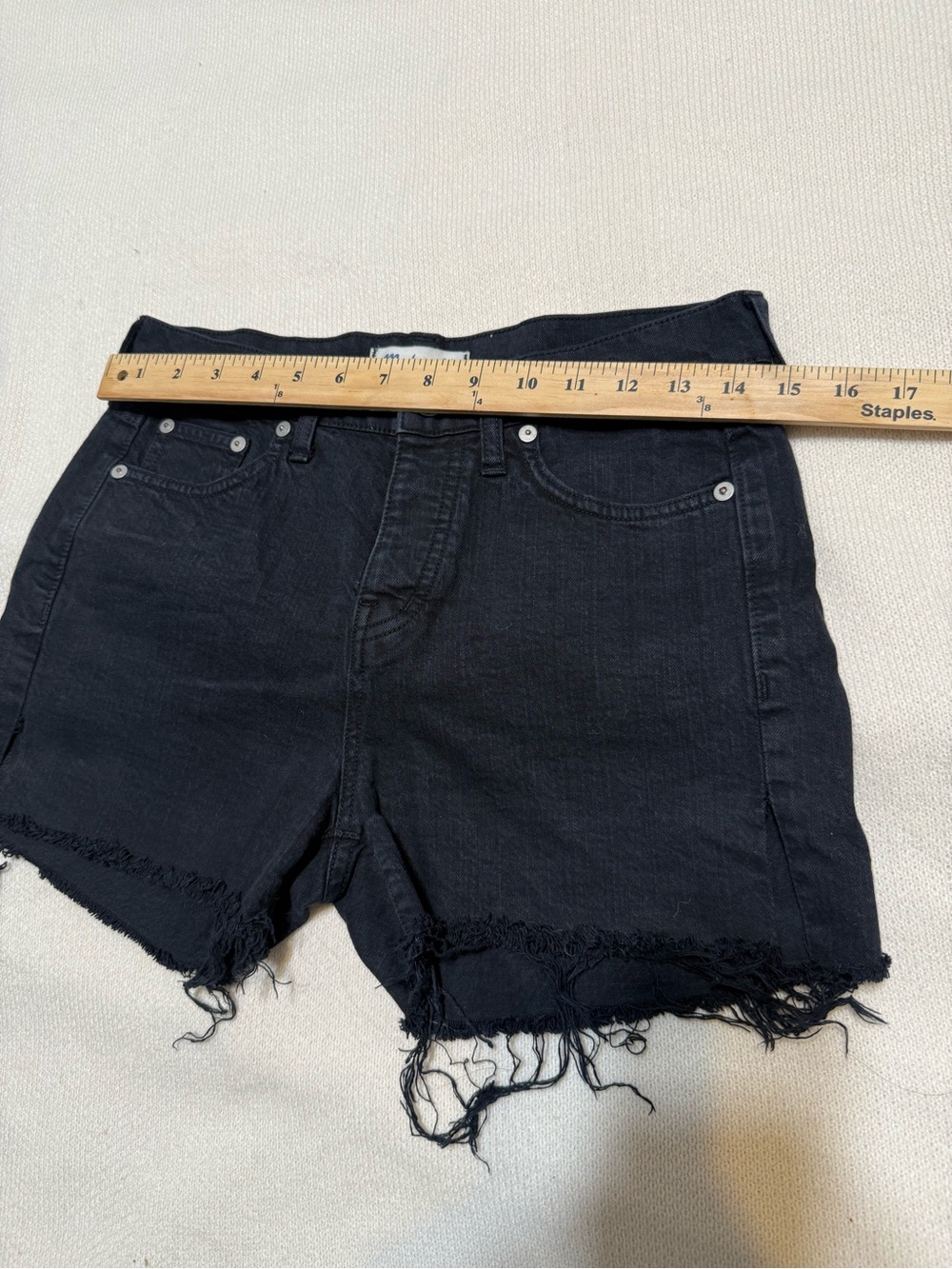 Madewell Black Denim Cutoff Shorts casual Beach 99% algodón size 24 - Picture 9 of 11